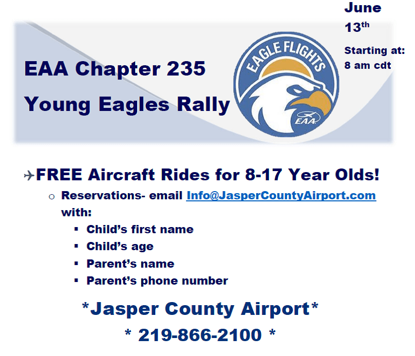 EAA Young Eagles Rally Free Flights for Kids Jasper County Airport